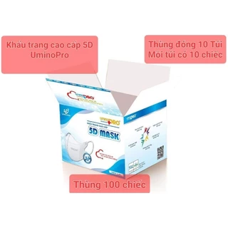 (Sỉ)Thùng 100 chiếc kháng khuẩn- Khẩu trang 5D cao cấp UminoPro chính hãng Long Châu BN