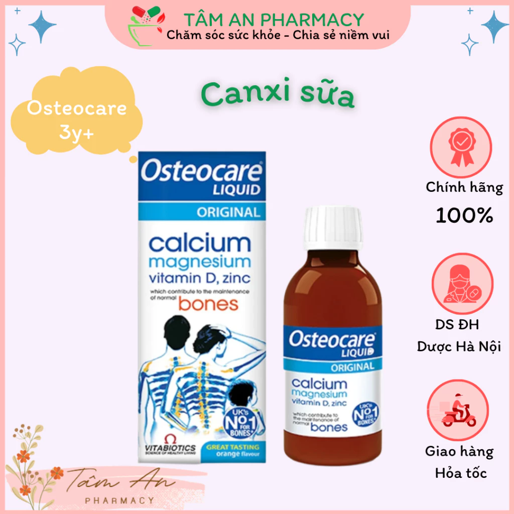 Canxi nước Osteocare liquid 200ml Vitabiotics Anh dễ hấp thụ cho bé trên 3t và mẹ bầu, sau sinh