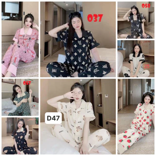 Đồ bộ pijama cho nữ cổ sen tay cộc quần dài dễ thương nhiều màu , Bộ ngủ tay ngắn nhiều hoạ tiết