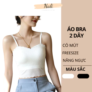 Áo Bra Nữ 2 Dây Ren Dáng Croptop Họa Tiết Dập Nổi Có Mút Nâng Ngực NL214