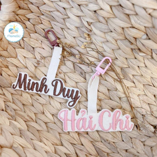 (Thêu Tên) Name Tag Treo Cặp Balo Thêu Tên Theo Yêu Cầu Cho Bé Dây Treo Cặp Balo Bình Uống Nước Móc Khóa Thêu Tên Cho Bé