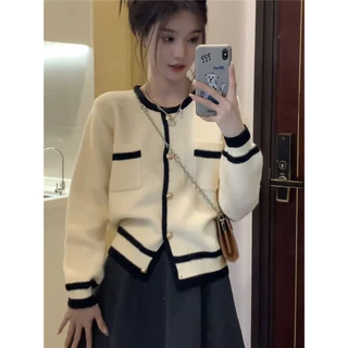 Áo len dệt kim cardigan nữ dài tay khuy cài cá tính, áo khoác len mùa thu đông sang trong basic đẹp 0717