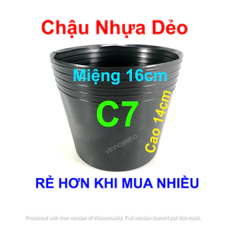 Chậu nhựa C7 đen trồng cây, ươm cây giống (16x14cm)