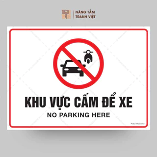 Biển Cấm Để Xe, Không Đậu Xe 21x29cm - No Parking Here - Tem Cảnh Báo - Decal Cảnh Báo - Sticker Trang Trí