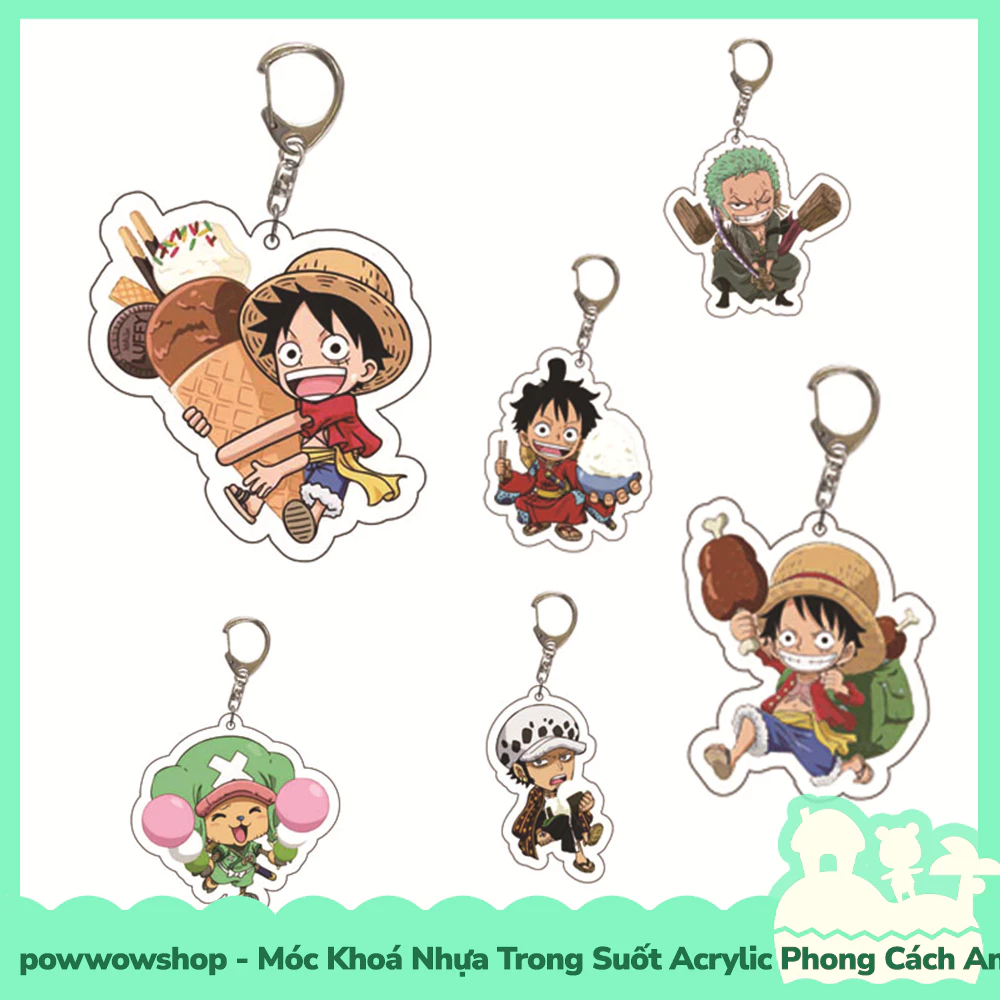 [Sẵn VN - Hỏa Tốc] Móc Khoá Nhựa Trong Suốt Acrylic Phong Cách Nhân Vật Anime Manga One Piece Food Delicious