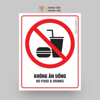 Biến Cấm Ăn Uống Trong Phòng Làm Việc - Decal Dán Tường, Dán Kính - Tem Cảnh Báo - Decal Cảnh Báo - Sticker Trang Trí