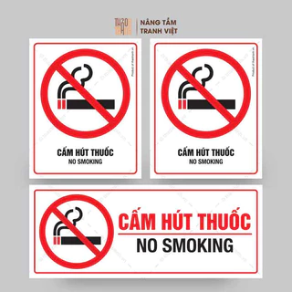 Biển Báo Decal Cảnh Báo Cấm Hút Thuốc-No Smoking-Sticker Trang Trí Dán Kính