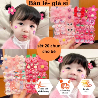 sét 20 Dây Buộc Tóc Cao Su Co Giãn Tốt Không Đau Cho Bé Gái_shoppe mall