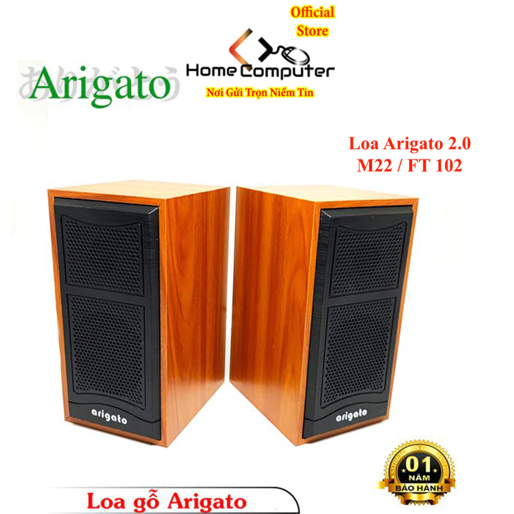 Loa vi tính Arigato M22 chuẩn 2.0 chính hãng, Chất lượng âm thanh ấn tượng không thua kém loa 2.1