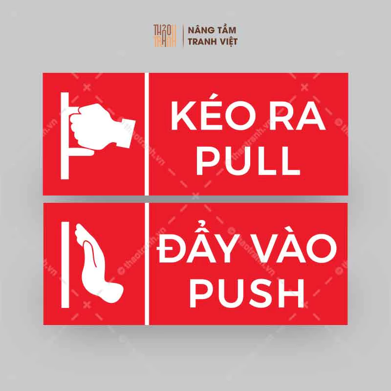 [Bộ 2 cái] Biển Chỉ Dẫn Mở Cửa Kéo và Đẩy | Pull & Push 6x15cm - Tem Decal Cảnh Cáo Dán Kính - Sticker Trang Trí