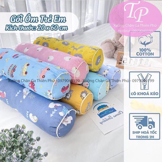 Vỏ + Ruột Gối Ôm Trẻ Em Vỏ Cotton 100% Mềm Mịn - Thoáng Mát - Được Chọn Màu