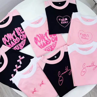 ✨[FREESHIP]✨Áo thun Baby Tee Raglan phối màu Black Pink