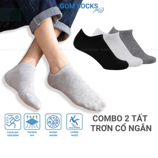 Combo 2 đôi tất vớ nam nữ cổ ngắn trơn màu GOMSOCKS, chất liệu cotton co giãn, thoáng khí chuẩn xuất Nhật - VOTRON-VNXK