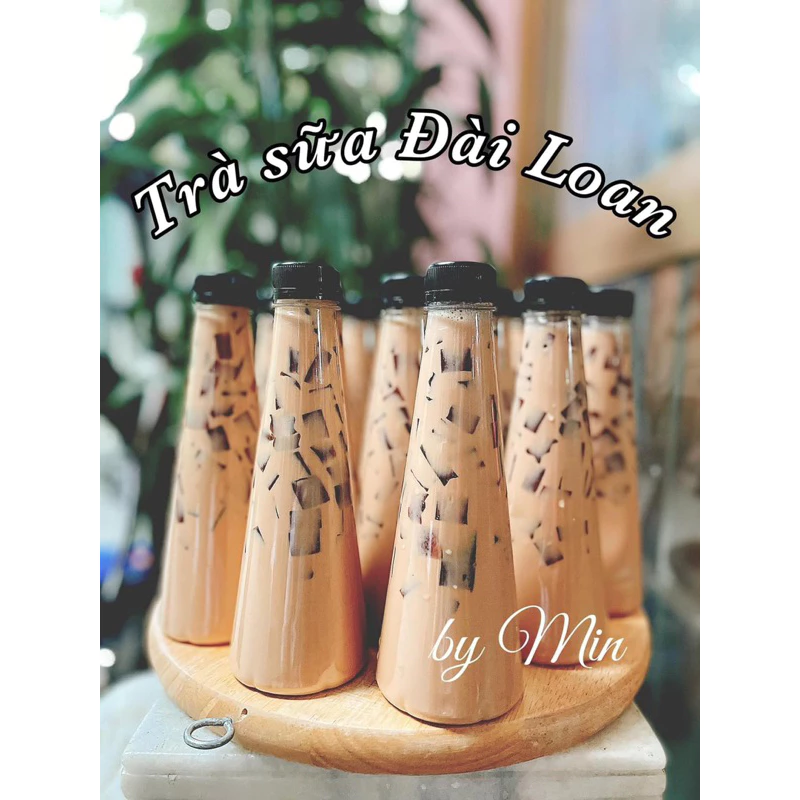 (SẴN SL) 1 Chai nhựa vuông/tam giác nắp đen / Chai  tròn 330ml / Chai đựng nước trà sữa dung tích 330ml