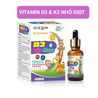 Vitamin D3 và K2 dạng nhỏ giọt giúp hấp thụ canxi tăng chiều cao, xương và răng chắc khoẻ, vitamin D3 Baby ddrops