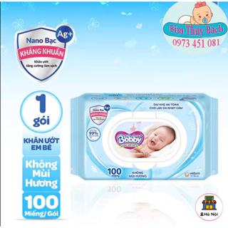 Khăn ướt bobby 100 tờ không mùi( nano bạc kháng khuẩn mới)