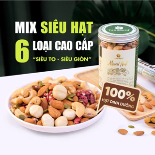 Hạt dinh dưỡng mix 6 loại TANU NUTS hũ 500g hạt ngũ cốc cho bà bầu gồm macca, óc chó, hạnh nhân, bí xanh, điều