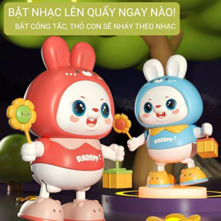 Đồ chơi thỏ robot nhảy múa có đèn nhạc di chuyển vui nhộn an toàn cho bé trai gái, quà tặng sinh nhật cho bé