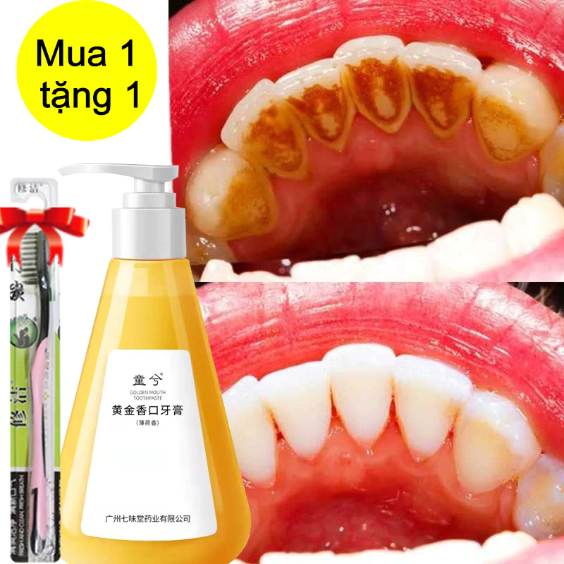 【Mua 1 tặng 1】Khử hôi miệng tẩy trắng răng Giảm sâu răng kem đánh rặng loại bỏ mảng bám vết bẩn giảm ê buốt răng 210g