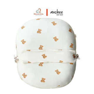 Gối chống trào ngược có đai cho bé Mochee gấu teddy 70x80cm chất lụa cotton - Monnie Kids