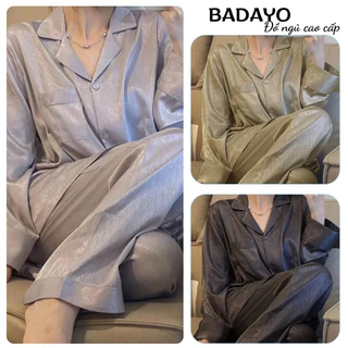 Bộ đồ nữ pijama đồ mặc nhà dài tay thu đông chất lụa đẹp siêu xinh siêu sang chảnh BADAYO