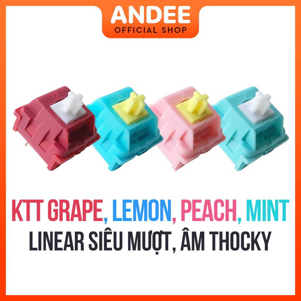 KTT Mint Peach Sea Salt Lemon switch bán lẻ công tắc phím cơ tuyến tính lò xo 45g có lube sẵn siêu mượt