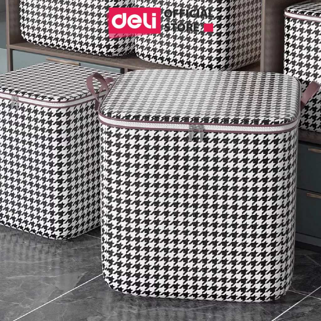 Giỏ túi đựng chăn quần áo bằng vải 140L DELI, Túi đựng chăn màn đa năng cỡ lớn có thể gấp gọn, chống bụi bẩn, ẩm mốc