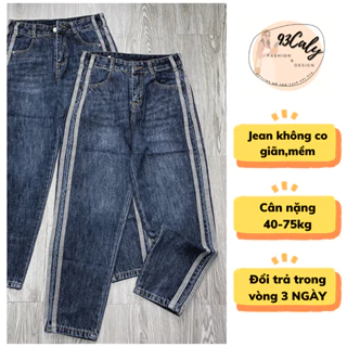 [BIGSIZE 75KG]-2215 Quần Jean Nữ Baggy Dáng Suông Sọc 2 bên hàng Quảng Châu,Quần bò nữ baggy cạp cao thể thao HOT2023