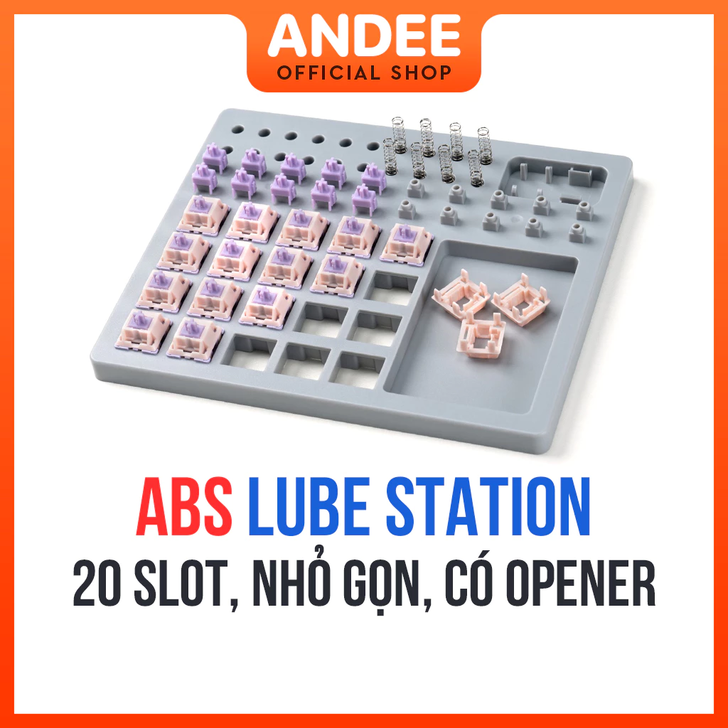Lube Station khung hỗ trợ bôi trơn nhựa ABS 20 slot tích hợp sẵn opener dùng để lube switch bàn phím cơ