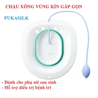 Chậu Xông Vùng Kín Gấp Gọn Phụ Nữ Sau Sinh kèm Vòi xịt Gắn Bồn Cầu Bô xông Ngâm phụ khoa hậu môn hỗ trợ người bệnh Trĩ