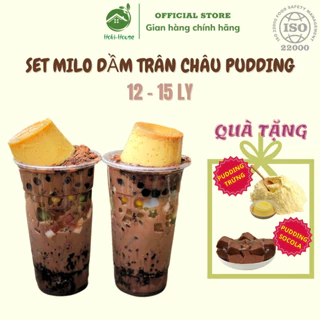 Set milo dầm Hoki House nguyên liệu làm milo dầm trân châu pudding 12 15 ly