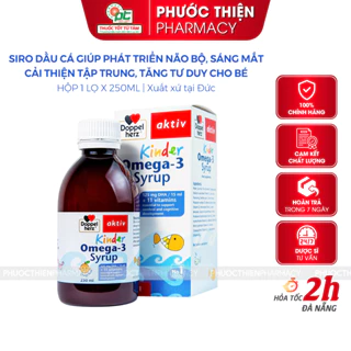 Siro dầu cá DHA cho bé Doppelherz Kinder Omega 3 Syrup 250ml - Phát triển trí não, sáng mắt cho trẻ