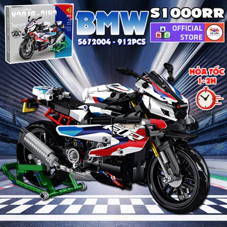 Đồ Chơi Lắp Ráp Kiểu Lego Mô Hình Trưng Bày Xe Máy Motor BMW S1000RR Tỉ Lệ 1:8 Model S672004 Với 912+ Mảnh Ghép