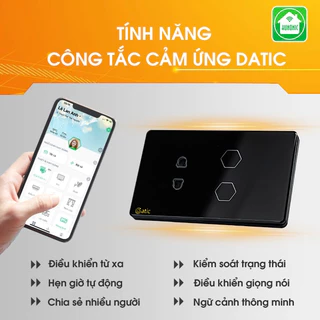 Công tắc cảm ứng Hunonic Datic 1-2-3-4 nút, kết nối Wifi điều khiển mọi thiết bị từ xa qua điện thoại