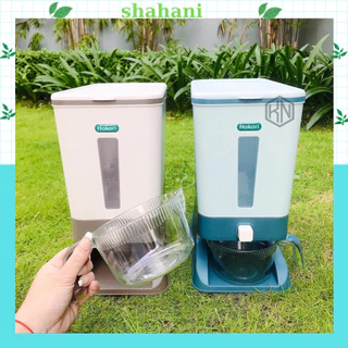 Thùng đựng gạo Shahani , hộp đựng gạo tiện ích 10kg có cốc đong gạo và nút bấm gạo tự động nhựa Việt Nhật