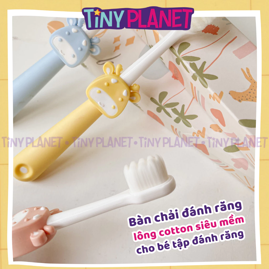 Bàn chải đánh răng lông cotton siêu mềm cho bé tập đánh răng từ 2 tuổi