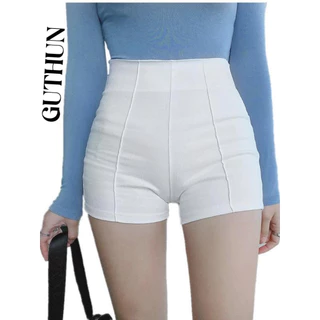 quần đùi nữ lưng cao GUTHUN chất vải thun cotton xịn co giãn tôn dáng