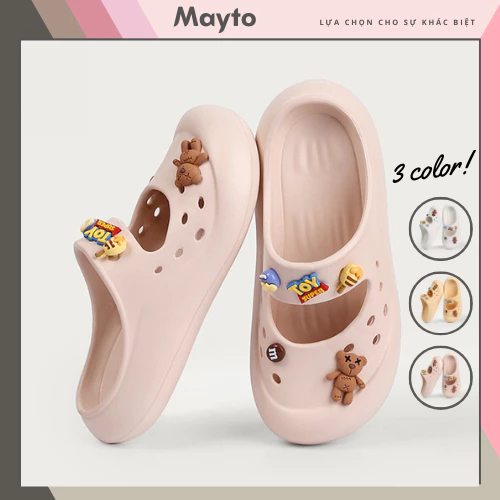 Dép nữ, dép sục Mayto kèm charm Toy Story kiểu dép đúc xốp EVA dạng sục đế cao 3,5cm dễ thương CS-23