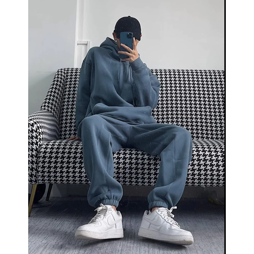 Set Bộ Đồ Nỉ Hoodie Basic Phong Cách Hàn Quốc, Phong Cách Unisex Trẻ Trung Năng Động, Chất Liệu Nỉ 2 Lớp Dày Dặn Ấm Áp