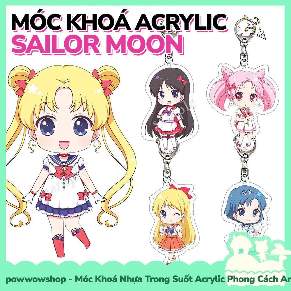 [Sẵn VN - Hỏa Tốc] Móc Khoá Nhựa Trong Suốt Acrylic Phong Cách Nhân Vật Anime Manga Sailor Moon Chibi Cute