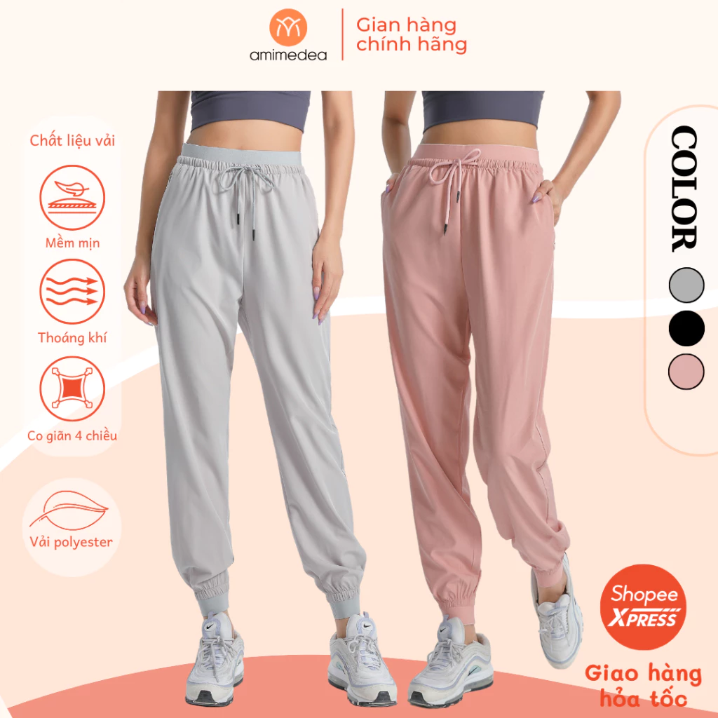 Quần Dài Jogger Thể Thao Nữ Cao Cấp AMI MEDEA - Thiết Kế Bản Eo Nhỏ Thoải Mái, Phù Hợp Tập Gym, Yoga, Chạy Bộ 8805