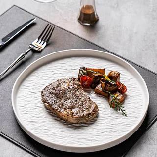 Đĩa tròn gốm sứ đựng steak phong cách Bắc Âu