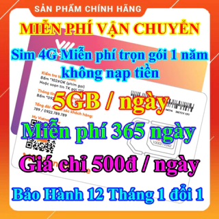 [Miễn phí 12 tháng] Sim vietnamobile data 4G vào mạng 1 năm không cần nạp tiền 5GB/Ngày 150 GB/tháng giá rẻ