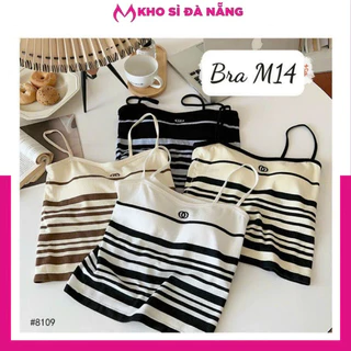 Áo bra nữ 2 dây mảnh kèm đệm ngực phối kẻ mẫu mới siêu hot kiểu