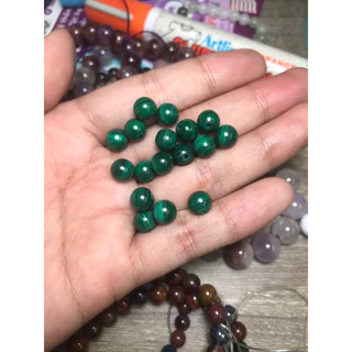 [6.5-7mm] Hạt lẻ đá thanh tẩy Malachite mài tròn xỏ lỗ làm HandMade ,diy