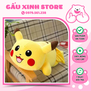 Gấu bông Pikachu, gối ôm picachu, thú nhồi bông picachu cao cấp size 40cm