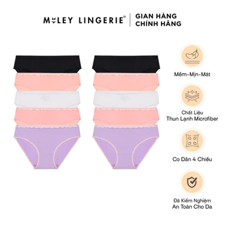 Combo 10 Quần Lót Nữ Thun Lạnh Trơn Viền Ren Miley Lingerie BMS Màu Ngẫu Nhiên