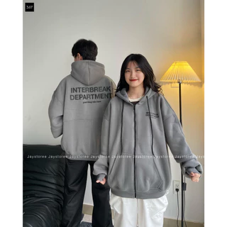 Áo Khoác Nỉ Bông Hoodie Zip INTERBREAK Nhiều Màu Form Rộng Unisex Nam Nữ - Áo Hoodie dây kéo Jaystoree2 🖤