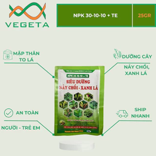 [ Rẻ ] GÓI 25gr - SIÊU DƯỠNG - NẢY CHỒI - XANH LÁ - 30-10-10 + TE - VEGETASHOP- Phân Bón Cuốc Vàng