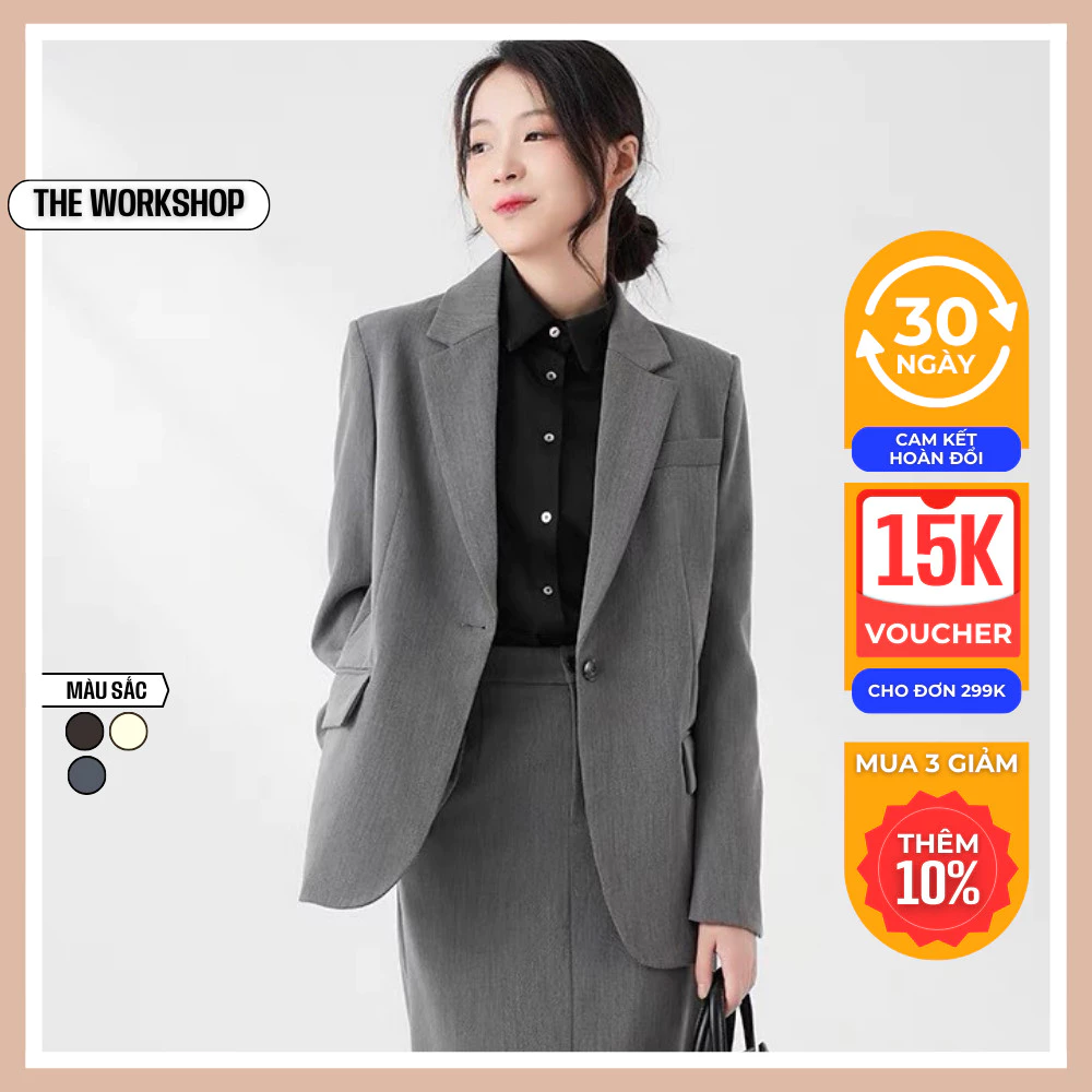 Áo vest công sở nữ chất liệu tuyết mưa cao cấp áo khoác blazer nữ 2 lớp AK17 độn vai 3 màu basic dễ phối đồ mặc đi làm